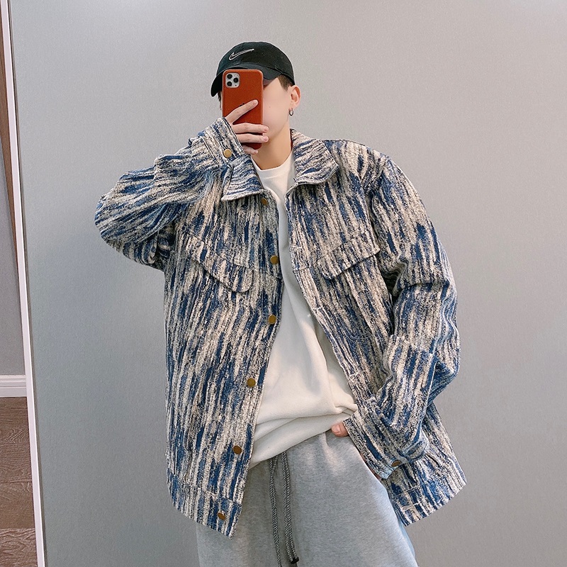 Streetwear Brand Denim - Loose Fit Men's Denim Jacket Blue