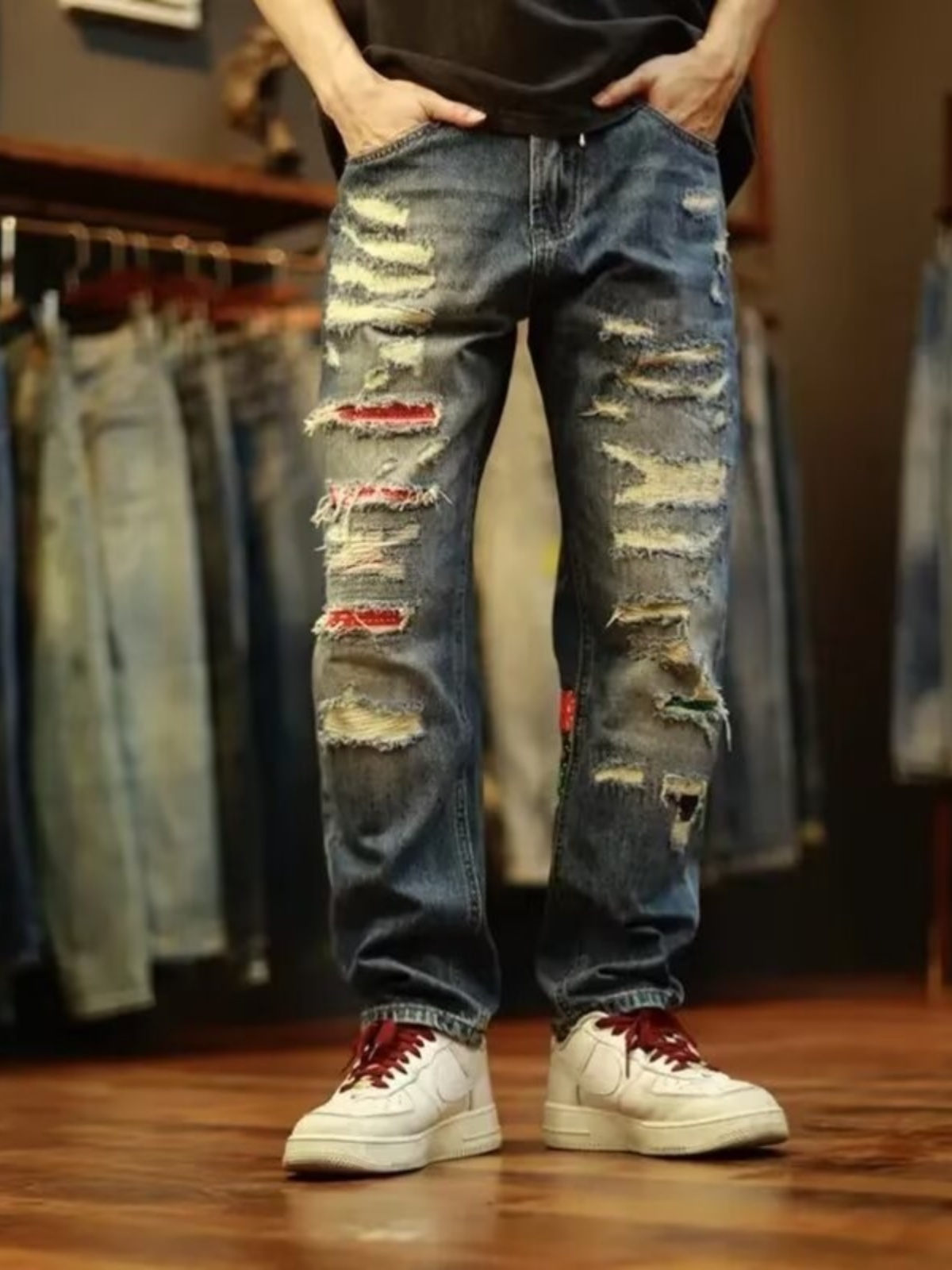 Streetwear Brand Denim - Trendy Brand Men's Loose Straight Leg