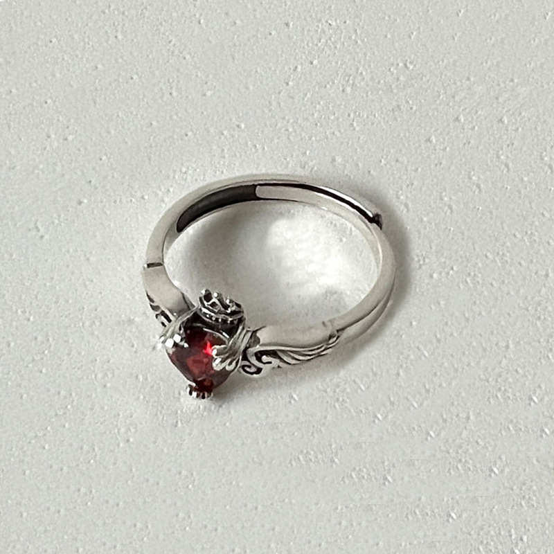 925 Sterling Silver Heart Red  – обзор и цена Chrome Hearts Ring