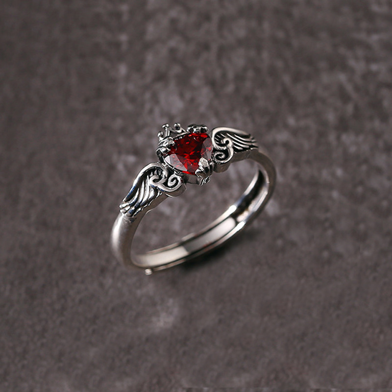 925 Sterling Silver Heart Red  – обзор и цена Chrome Hearts Ring